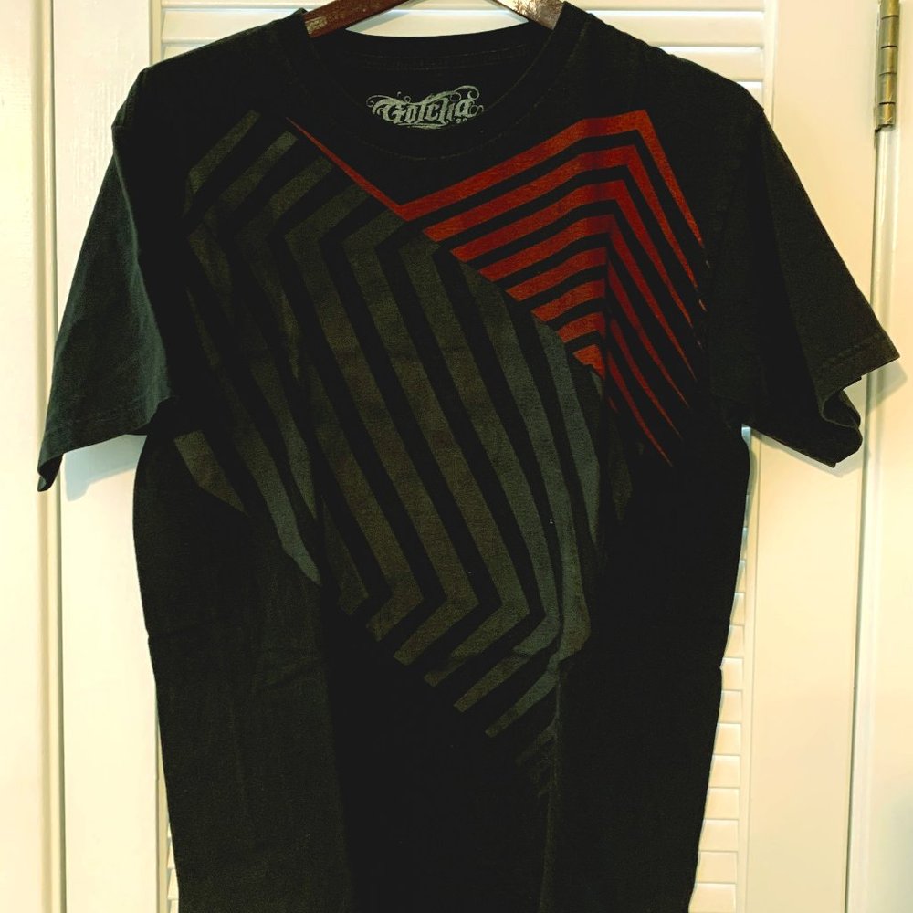 T-Shirt Graphic GOTCHA Tee Shirt Black Surfer Skater Size Large Vintage